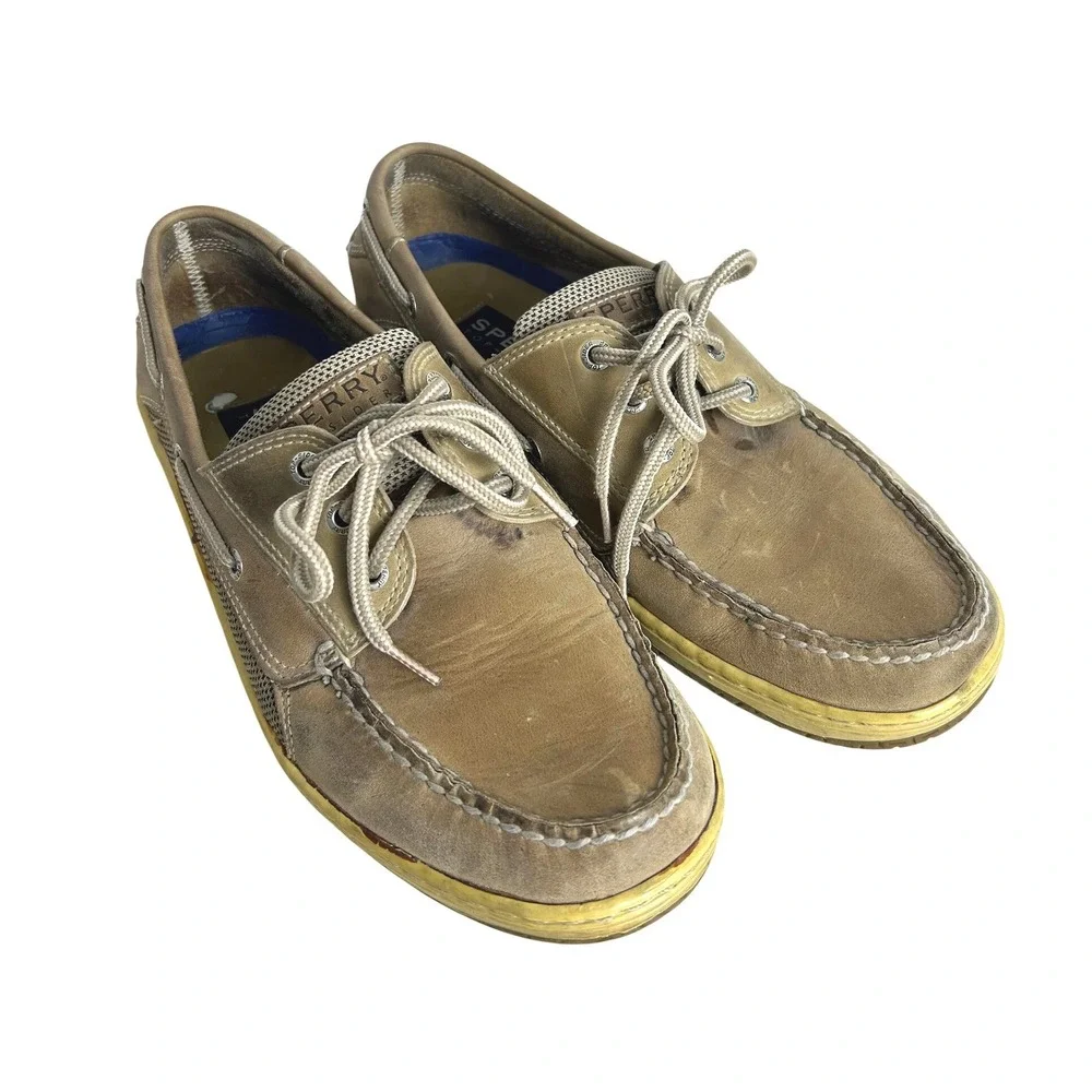 Sperry Boat Shoes Mens 11M Tan Billfish 3-Eye Leather Nautical Preppy Loafer